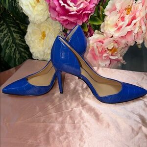 INC International Concepts Cobalt Croc Blue Pointed Heels